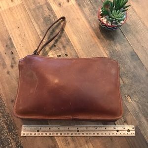 Vintage Coach brown leather clutch